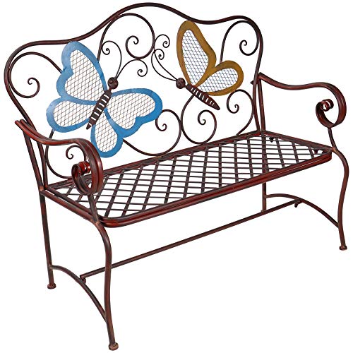 Alpine Corporation Butterfly Bench, 45"L x 23"W x 39"H, Blue,bronze