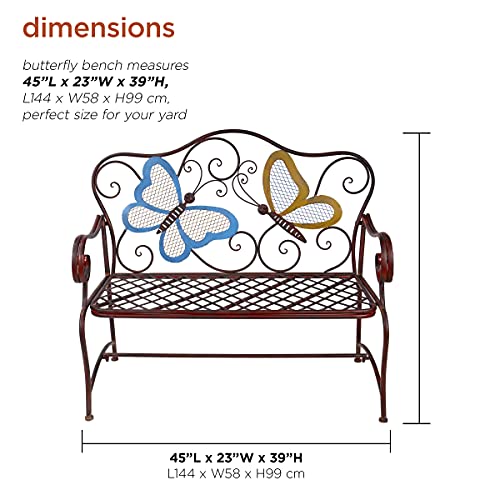 Alpine Corporation Butterfly Bench, 45"L x 23"W x 39"H, Blue,bronze