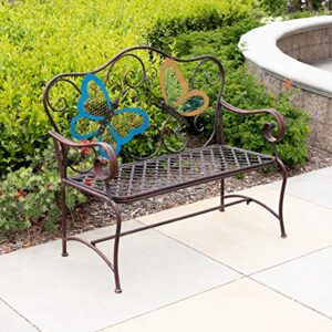 Alpine Corporation Butterfly Bench, 45"L x 23"W x 39"H, Blue,bronze