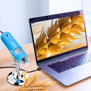 Wireless Digital Microscope Handheld USB HD Inspection Camera 50x-1000x Magnification with Stand Compatible with iPhone, iPad, Samsung Galaxy, Android, Mac, Windows Computer (Blue)