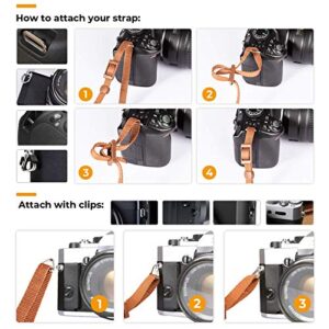 TARION Camera Strap Adjustable DSLR Camera Neck Strap Belt Retro Film Camera Shoulder Strap Vintage Soft Long Rope Universal Cord for Women Men SLR Mirrorless Cameras(Upgraded Version) (Black)