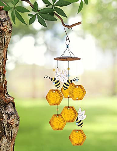 Sunset Vista Designs 93651 Country Garden Collection Wind Chime, Bee Honeycomb, 17-inch Height