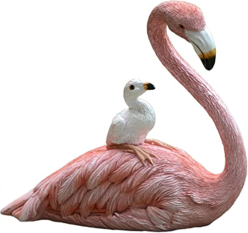 Pink Flamingo and Egret Garden Statues Sculptures, Mini Pink Flamingo Lawn Ornaments Tabletop Statue Resin Birds Yard Art Outdoor Statue, for Home, Bookshelf Patio