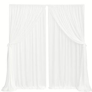 ling’s moment 2 layer wedding backdrop curtains wrinkle-free 10ft x 10ft chiffon fabric drapes for bridal shower baby shower wedding arch party stage decoration – white