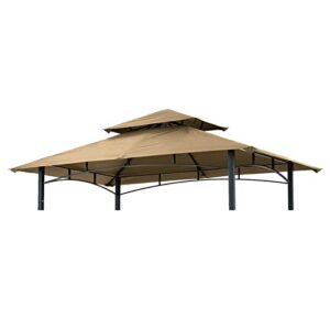 grill gazebo replacement canopy roof – hugline 5×8 outdoor grill shelter canopy top double tiered bbq tent cover fit for model l-gg001pst-f (khaki)