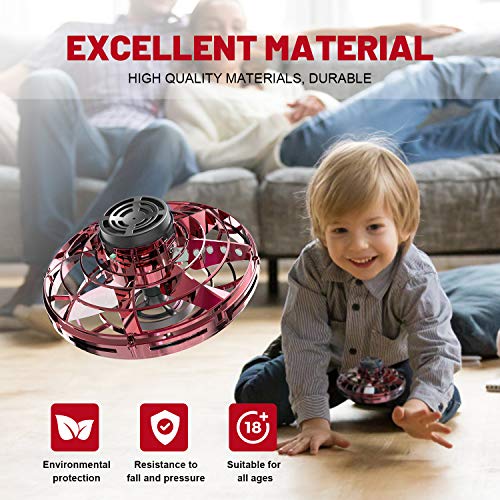 GOOLY Flying Spinner Mini Drone, Hand Operated Drones for Kids Adults, Flying Ball Toy with 360° Rotating LED Lights Indoor Outdoor, Stress Relief UFO Drone Toys for Boys Girls Gift