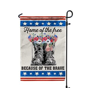 artsy woodsy 4th of july independence day decorations god bless america us veteran american soldier fallen hero patriotic military burlap garden flag 12.5×18″ double-sided all weather yard outdoor (03)