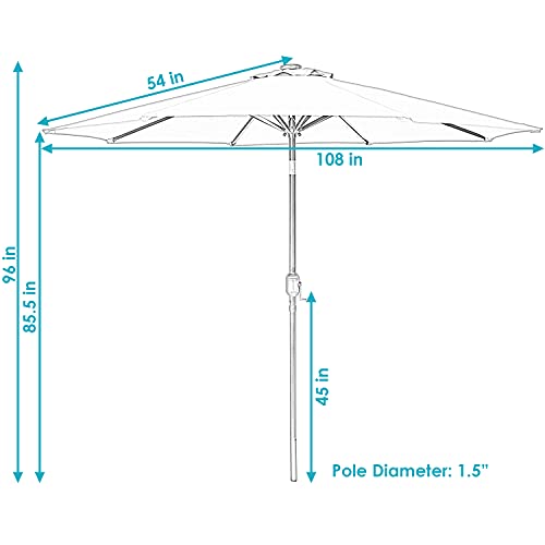 Sunnydaze 9-Foot Outdoor Patio Market Umbrella with Solar LED Lights, Crank and Push Button Tilt - Backyard, Garden, Pool and Deck Shade - Aluminum Pole and Polyester Canopy - Red