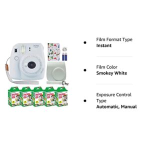Fujifilm Instax Mini 9 Smokey White Instant Camera + 50 Film + Case + Mini Album