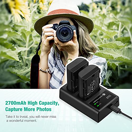 FirstPower LP-E6 LP-E6N Batteries and Dual USB Charger Compatible with Canon EOS 5D Mark II III IV, 5DS, 5DS R, 6D, 6D Mark II, 7D, 7D Mark II, 60D, 70D, 80D, 90D, R, R5, C700, XC10, XC15