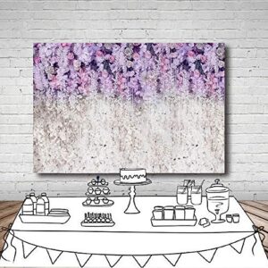 MEHOFOND Lavender and White Floral Bridal Shower Photo Studio Background Props Light Purple Lilac Wedding Photography Backdrop for Girl Portrait Baby Shower Birthday Party Decoration Banner 7x5ft