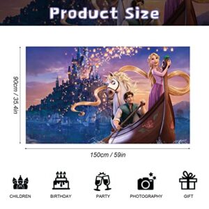 FAFAFA Rapunzel Party Supplies, Tangled Birthday Party Banner 5x3Ft, Princess Backdrop, Tangled Rapunzel Princess Themed Birthday Decorations Banner Photo Wall Hanging