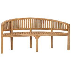 Modern Style,Banana Bench,Patio Bench,Garden Bench,Park Bench,Outdoor Bench, Front Porch Chair,with Backrest and Armrests,for Garden,Patio,Porch, Poolside,Balcony,Lawn,Park,Deck, 70.9"Solid Teak Wood