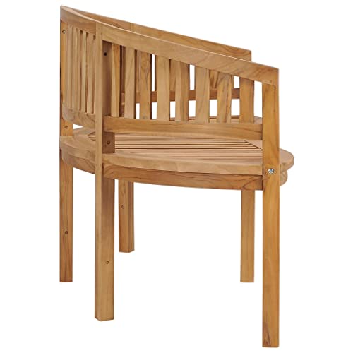 Modern Style,Banana Bench,Patio Bench,Garden Bench,Park Bench,Outdoor Bench, Front Porch Chair,with Backrest and Armrests,for Garden,Patio,Porch, Poolside,Balcony,Lawn,Park,Deck, 70.9"Solid Teak Wood