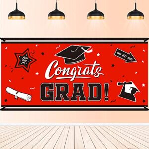 graduation backdrop banner red large congrats grad party supplies decorations photography background for 2023 graduation party