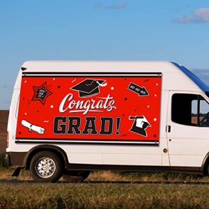 Graduation Backdrop Banner Red Large Congrats Grad Party Supplies Decorations Photography Background for 2023 Graduation Party