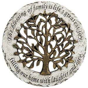 mygift resin outdoor stepping garden stone, decorative wall decor with life family tree and quote