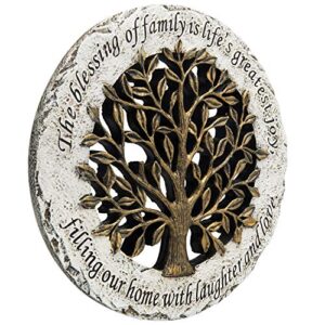 MyGift Resin Outdoor Stepping Garden Stone, Decorative Wall Decor with Life Family Tree and Quote