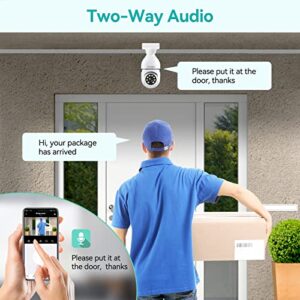 Noonkey 2K/3MP Light Bulb Security Camera 2 Pieces Alexa Light Bulb E27 Home WiFi Security Cameras with Automatic Human Tracking,Motion Zones Detection Alarm,Color Night Vision,Wireless 360° Pan/Tilt