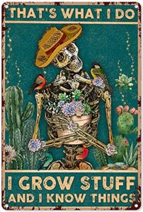 retro tin sign gardening that’s what i do i grow stuff and i know things cactus garden tin sign decoration vintage chic metal poster wall decor, vintage01, 16 x 12 in