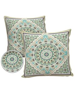 outdoor pillows waterproof pillow covers set of 2, bohemian mandala tile pattern polyester throw pillow covers garden cushion case for patio funiture sofa decoration, 20x20inch, boho