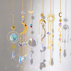 Sun Catchers Indoor Window, 6Pieces Crystal Suncatcher Hanging Crystals for Windows, Light Catcher Window Crystals Ball Prism Rainbow Maker Pendants for Garden Christmas Wedding Party Decoration