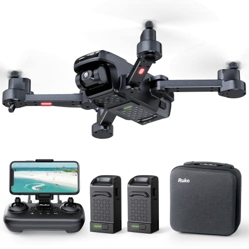 Ruko U11 Drones with Camera for adults, 40 Min Flight Time, 4K UHD Mini FPV Quadcopter with Live Video, Auto Return Home, Follow Me, Tap Fly, Easy for Beginner (2 Batteries and Carrying Case) - Black