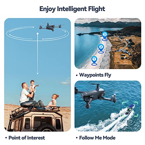 Ruko U11 Drones with Camera for adults, 40 Min Flight Time, 4K UHD Mini FPV Quadcopter with Live Video, Auto Return Home, Follow Me, Tap Fly, Easy for Beginner (2 Batteries and Carrying Case) - Black