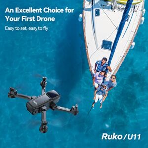 Ruko U11 Drones with Camera for adults, 40 Min Flight Time, 4K UHD Mini FPV Quadcopter with Live Video, Auto Return Home, Follow Me, Tap Fly, Easy for Beginner (2 Batteries and Carrying Case) - Black