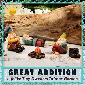 Twig & Flower The Relax Garden Gnomes by The Campfire (Five Piece) Fairy Campfire Mini Gnomes Set Gnomes Decor Fairy Garden Camper Gnome Gifts Designed