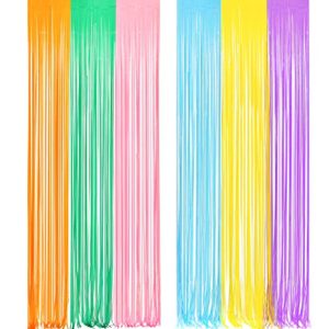 pastel rainbow tinsel curtain party backdrop – greatril pastel color foil fringe curtain photo booth streamers for birthday easter spring baby bride shower ice cream unicorn girls party decorations