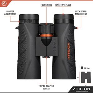 Athlon Optics 10x42 Midas G2 UHD Black Binoculars with Eye Relief for Adults and Kids, High-Powered Binoculars for Hunting, Birdwatching, and More