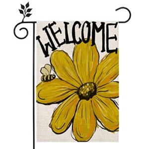 crowned beauty summer garden flag bee black eyed susan sunflower welcome 12×18 inch double sided vertical yard outside