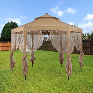 garden winds replacement canopy for the hampton bay solar hexagon gazebo – riplock 350 – beige