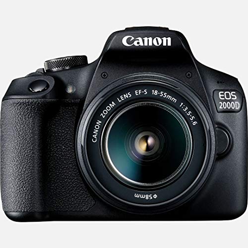 Canon EOS 2000D (Rebel T7) Digital SLR Camera 24.1MP Sensor with 18-55mm Lens + ZeeTech Accessory Bundle, SanDisk 32GB Memory Card, Case and Tripod. (Renewed)