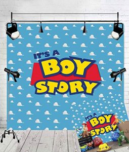 art studio it’s a boy story backdrop birthday party theme photo background blue sky white clouds photography backdrops baby shower kids hero photo booth studio props vinyl 6x6ft