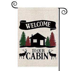 cabin house decor welcome to our cabin garden flag cabin decor housewarming gift (welcome to our cabin)