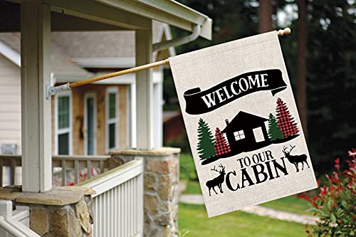 Cabin House Decor Welcome To Our Cabin Garden Flag Cabin Decor Housewarming Gift (Welcome To Our Cabin)