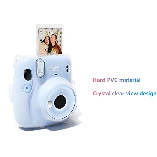 Leonuliy Mini 11 Protective Case, Film Storing Box, Removable Shoulder Strap for Fujifilm Instax Mini 11 Instant Camera, Hard PVC, Clear.