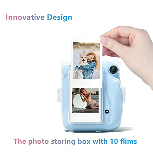 Leonuliy Mini 11 Protective Case, Film Storing Box, Removable Shoulder Strap for Fujifilm Instax Mini 11 Instant Camera, Hard PVC, Clear.