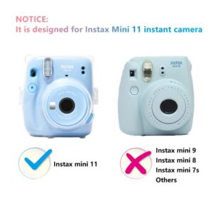 Leonuliy Mini 11 Protective Case, Film Storing Box, Removable Shoulder Strap for Fujifilm Instax Mini 11 Instant Camera, Hard PVC, Clear.