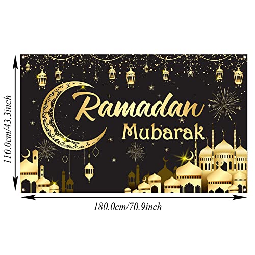 Ramadan Mubarak Party Decorations Eid Mubarak Backdrop for Ramadan Party Supplies Banner Photo Booth Prop