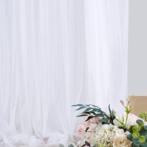 White Backdrop Curtains for Baby Shower 5ftx7ft Tulle Photo Drapes Backdrop for Wedding Party Birthday Photography Background