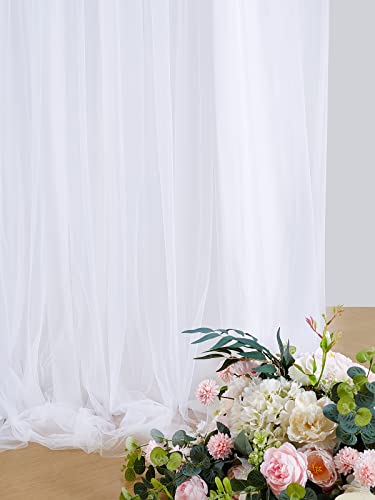White Backdrop Curtains for Baby Shower 5ftx7ft Tulle Photo Drapes Backdrop for Wedding Party Birthday Photography Background