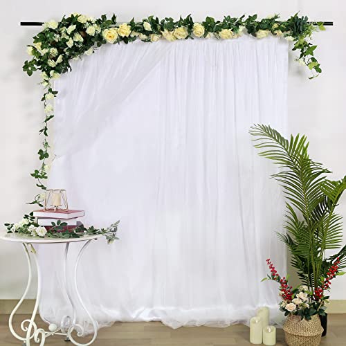 White Backdrop Curtains for Baby Shower 5ftx7ft Tulle Photo Drapes Backdrop for Wedding Party Birthday Photography Background