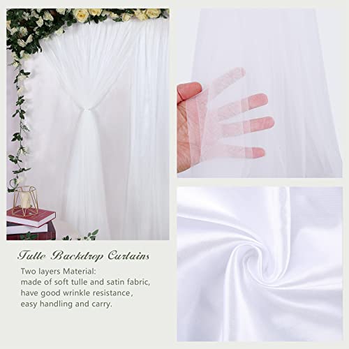 White Backdrop Curtains for Baby Shower 5ftx7ft Tulle Photo Drapes Backdrop for Wedding Party Birthday Photography Background