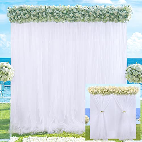 White Backdrop Curtains for Baby Shower 5ftx7ft Tulle Photo Drapes Backdrop for Wedding Party Birthday Photography Background