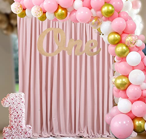 Pink Backdrop Curtains 2 Panels 5ft x 10ft Backdrops Curtains for Parties Mother`s Day Valentines 10ft x 10ft