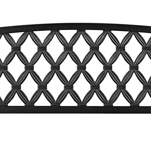 Yaheetech Garden Bench Patio Park Bench, Cast Iron Metal Frame Porch Bench, Outdoor Yard Bench with Mesh Pattern and Armrests for Lawn, Deck, Work, Path, Backyard, Entryway Clearance - Black