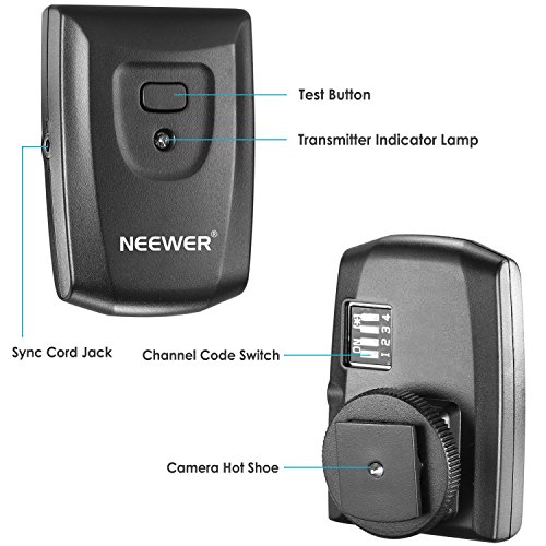 Neewer 16 Channels Wireless Radio Flash Speedlite Studio Trigger Set with Standard Hot Shoe, Including Transmitter and Receiver, Fit for Canon Nikon Pentax Olympus Panasonic DSLR Cameras (CT-16)